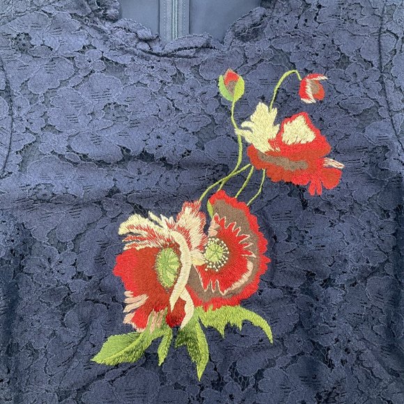 Whistles Women’s Floral Lace Navy Blue Lined Dress Short Sleeve - UK 8 / EU 36 - Picture 4 of 10